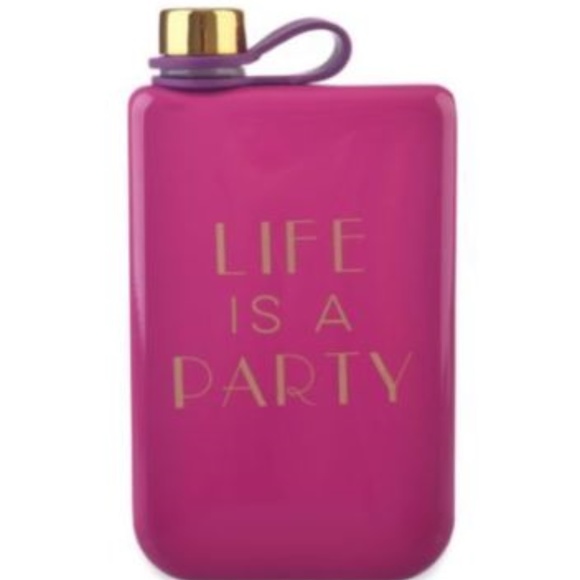 LIFE IS A PARTY Flask Stainless Steel Magenta - Picture 1 of 3